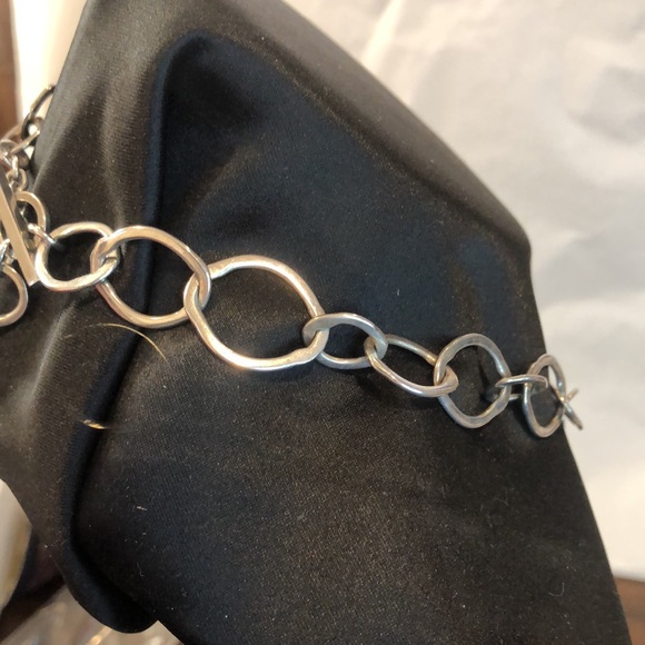 LOIS HILL Yin Yang Cut Out Granulated Oval Pendant Oval Link Toggle Necklace 925 - Picture 12 of 16